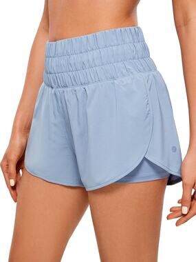 YOGA High Waisted Running Shorts for Women Athletic Blue M A000852